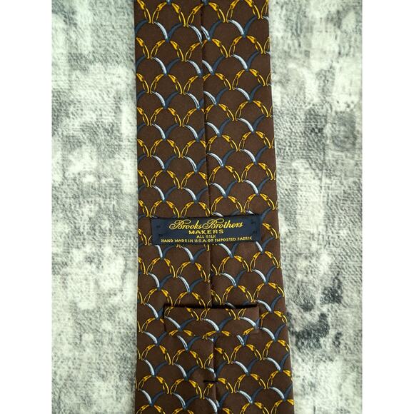 Brown Geometric Silk Tie – Brooks Brothers Makers – NWOT - Picture 3 of 4